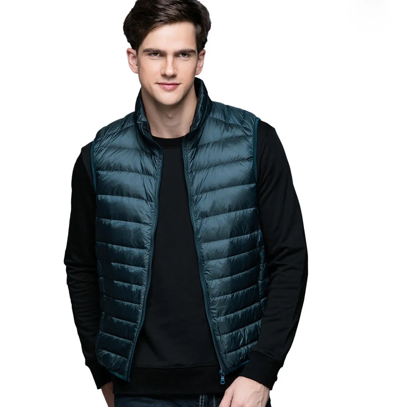 

Spring Man Duck Down Vest Ultra Light Jackets Men Fashion Sleeveless Outerwear Coat Autumn Winter Coat 90% White Duck Down