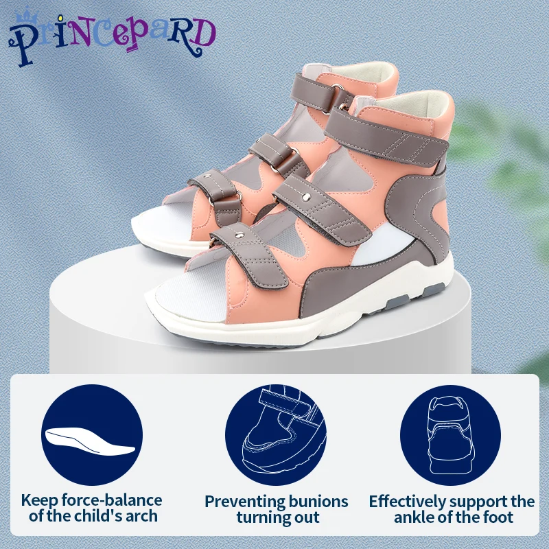 Young Children Sandalias Summer 2022 Orthopedic Kids Shoes for Girls Boys Leather Buckle Round Toe Flat Footwear EU Size 32-37