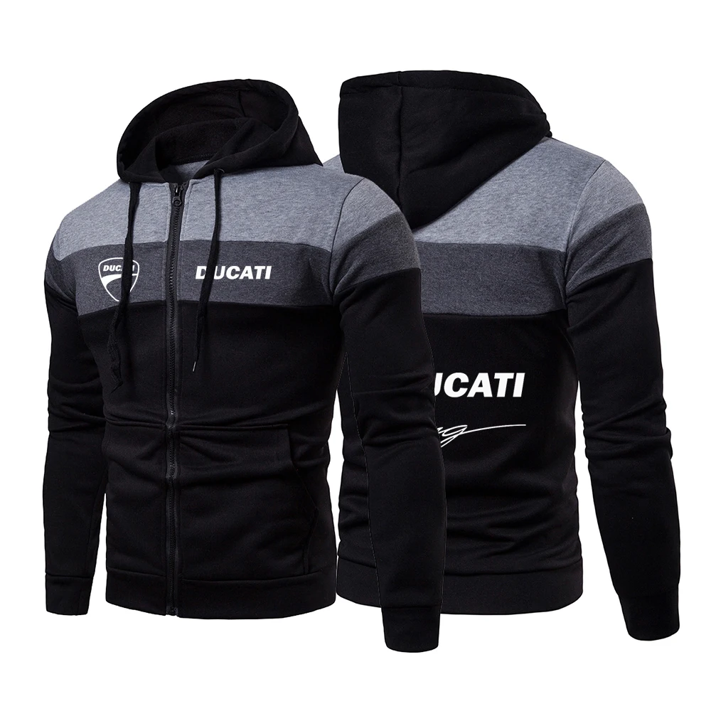 

2022 Ducati Mens Patchwork Hooded Sweatshirt Autumn Streetwear Long Sleeve Hoodies Outwear Print Harajuku Top
