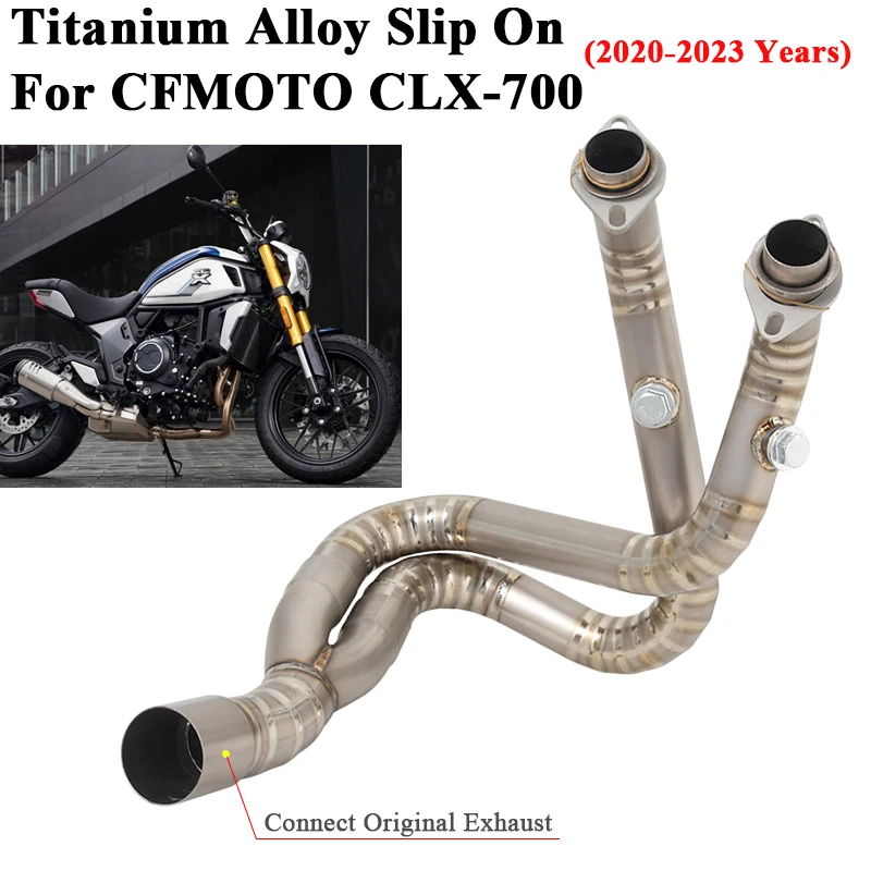 

Titanium Alloy Slip On For CFMOTO CLX-700 CLX 700 2022 Motorcycle Exhaust Escape Modify Front Link Pipe Connect Original Muffler