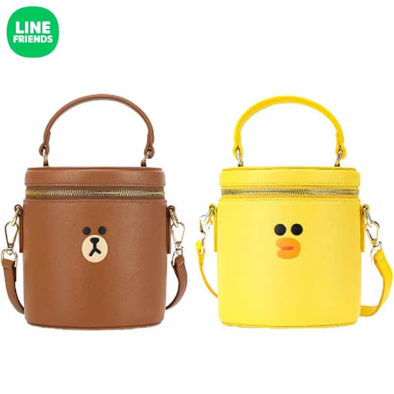 

Line Friends Cute Cartoon Brown Sally Pu Inclined Shoulder Bag Kawaii Anime Fashion Large Capacity Bucket Bag Girl Birthday Gift