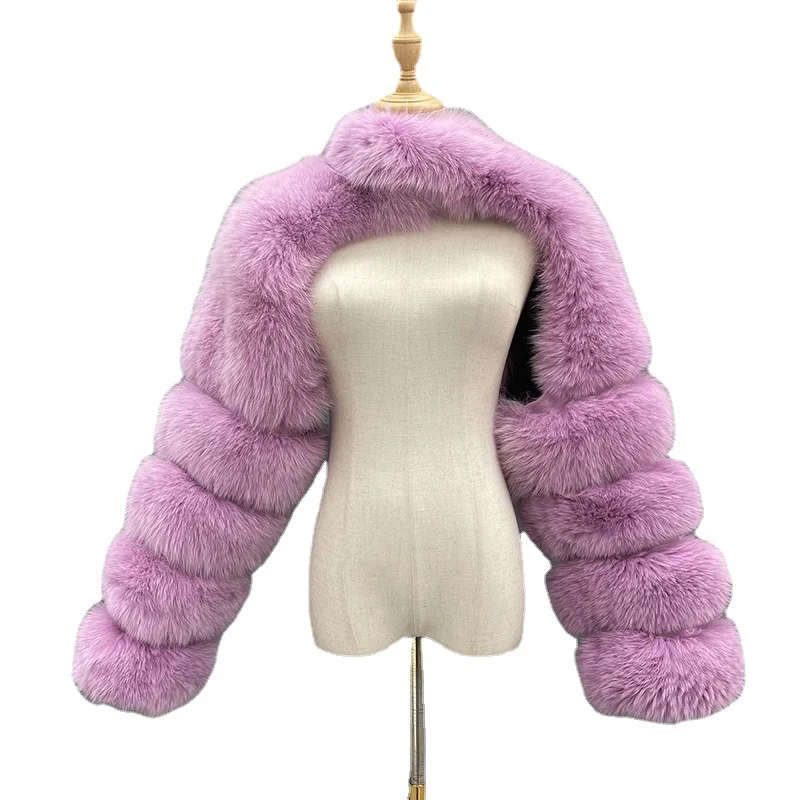 Faux Fur Coat Women's New Style Autumn and Winter New Style Ultra Short Long Sleeve Splicing Coat One Hair Wholesale