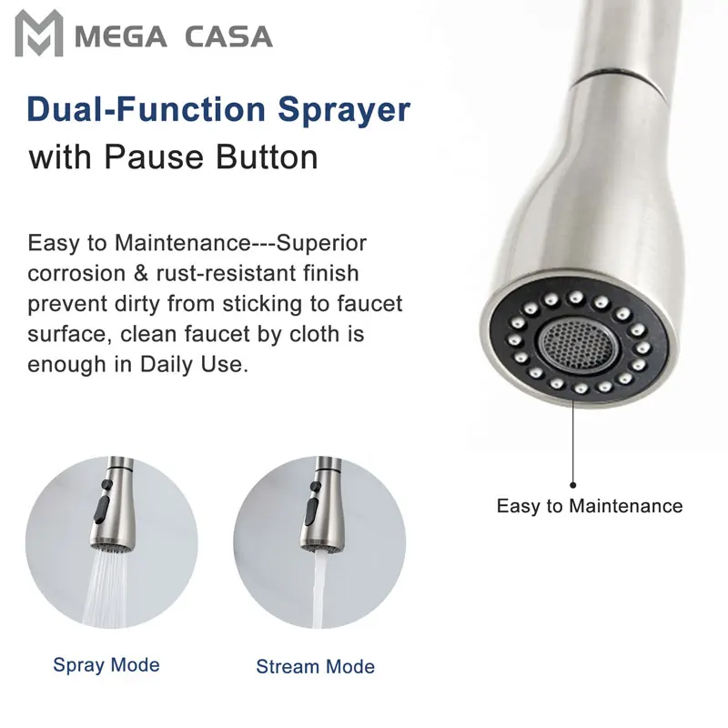 Кухонный смеситель из матового никеля выдвижной кран на раковину Поворот 360