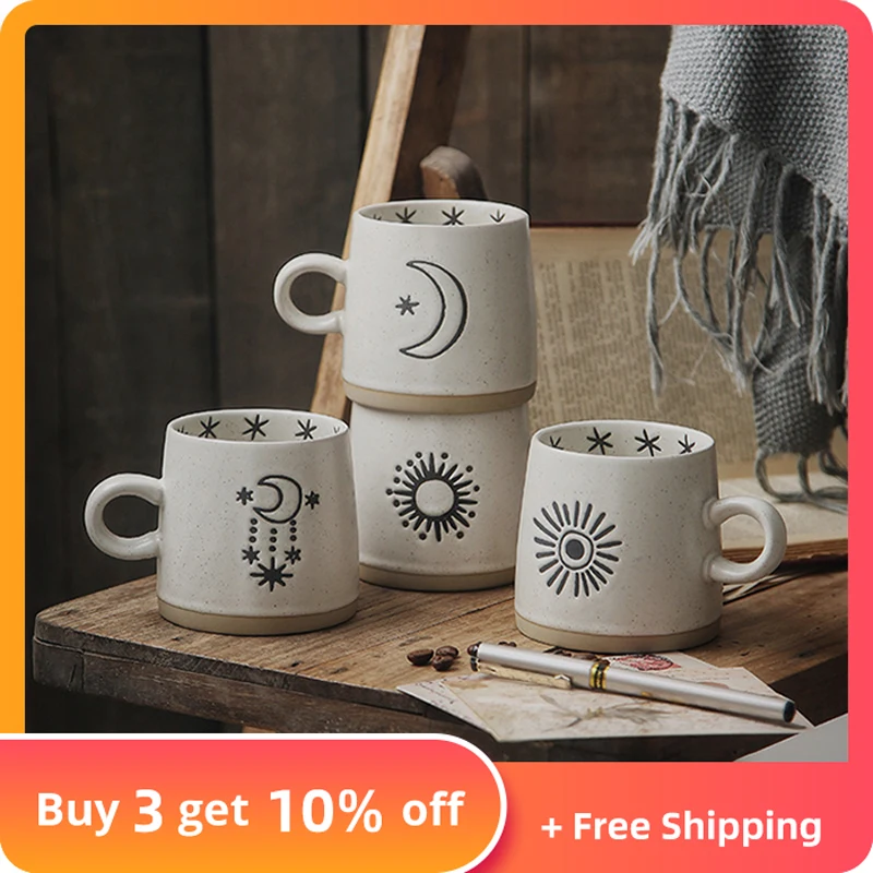 

Retro Ceramic Coffee Mug Japanese Hand-painted Travel Cup Stoneware Pottery Drink Teacup Tumble Taza Ceramica Coffee Accessories