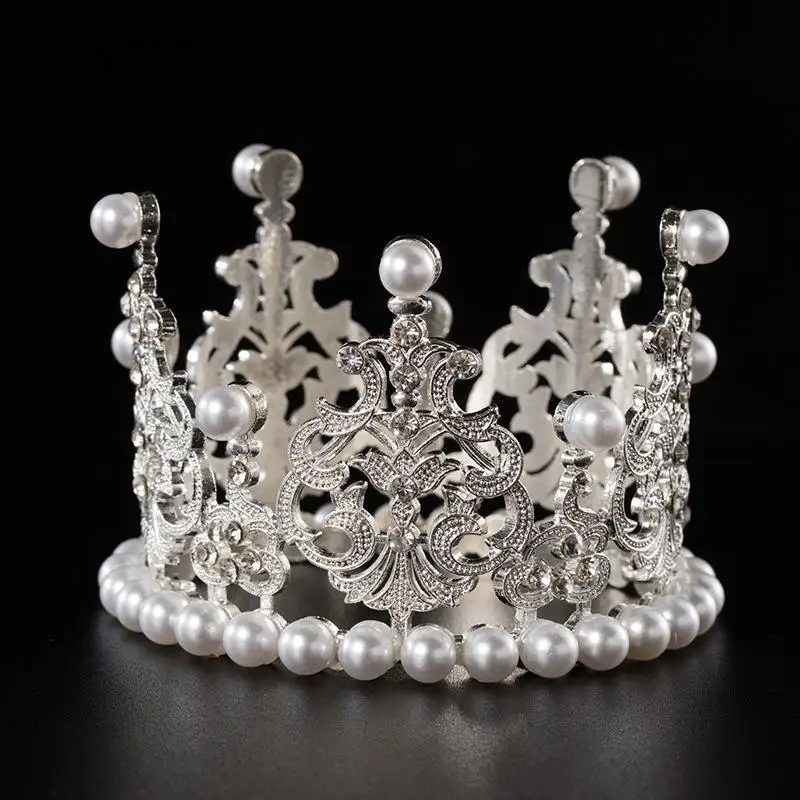 

Mini Pearl Crown Elegant Gold Silver Color Small Size Pearl Tiara Princess Topper Hair Crown Wedding Hair Accessories Jewelry