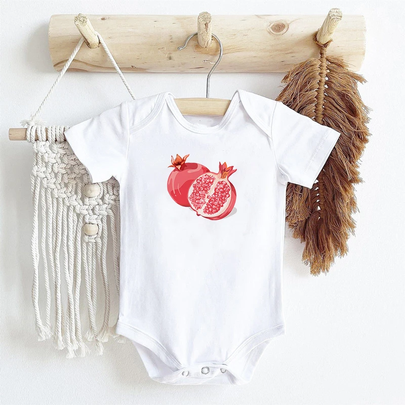 

Newborn Fruit Prints Cute Jumpsuits Pregnancy Announcements Baby Showers Come Home Costumes Triangle Bodysuit Baby Onesie Sets