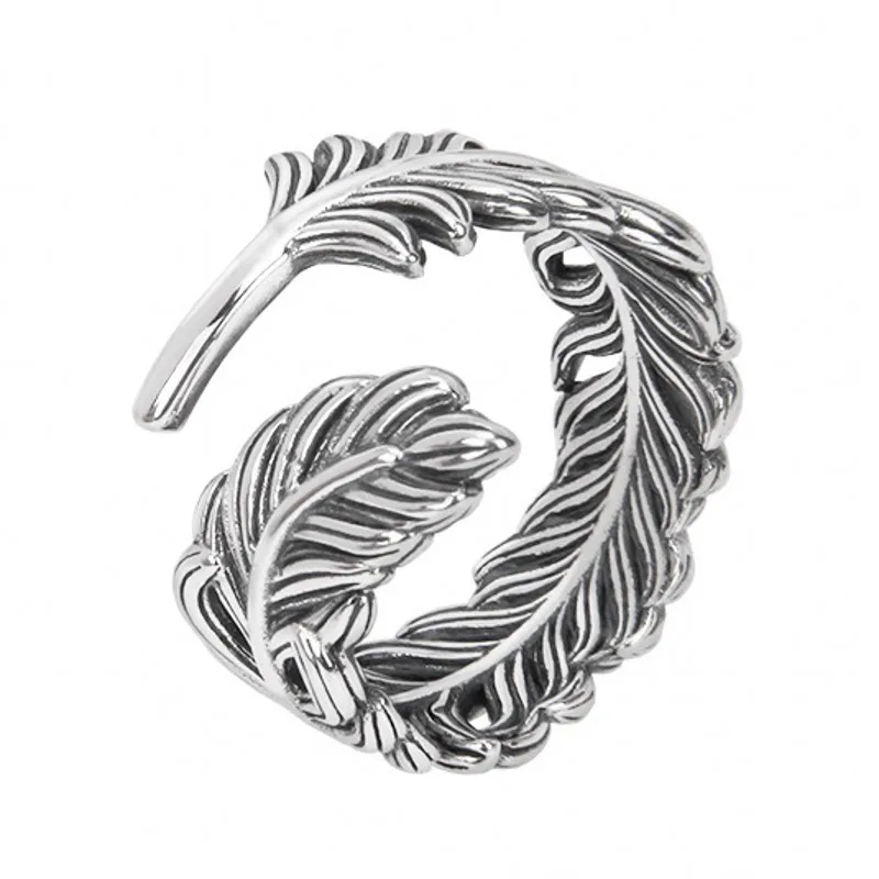 Мужское и женское кольцо из серебра 925 пробы с перьями