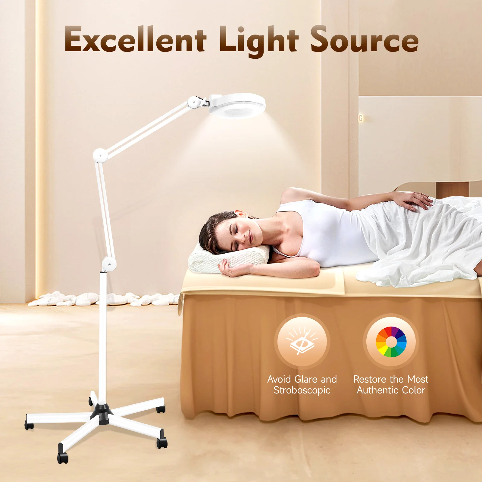 5-кратная лупа с подсветкой 360 ° Светодиодная увеличительная лампа напольная