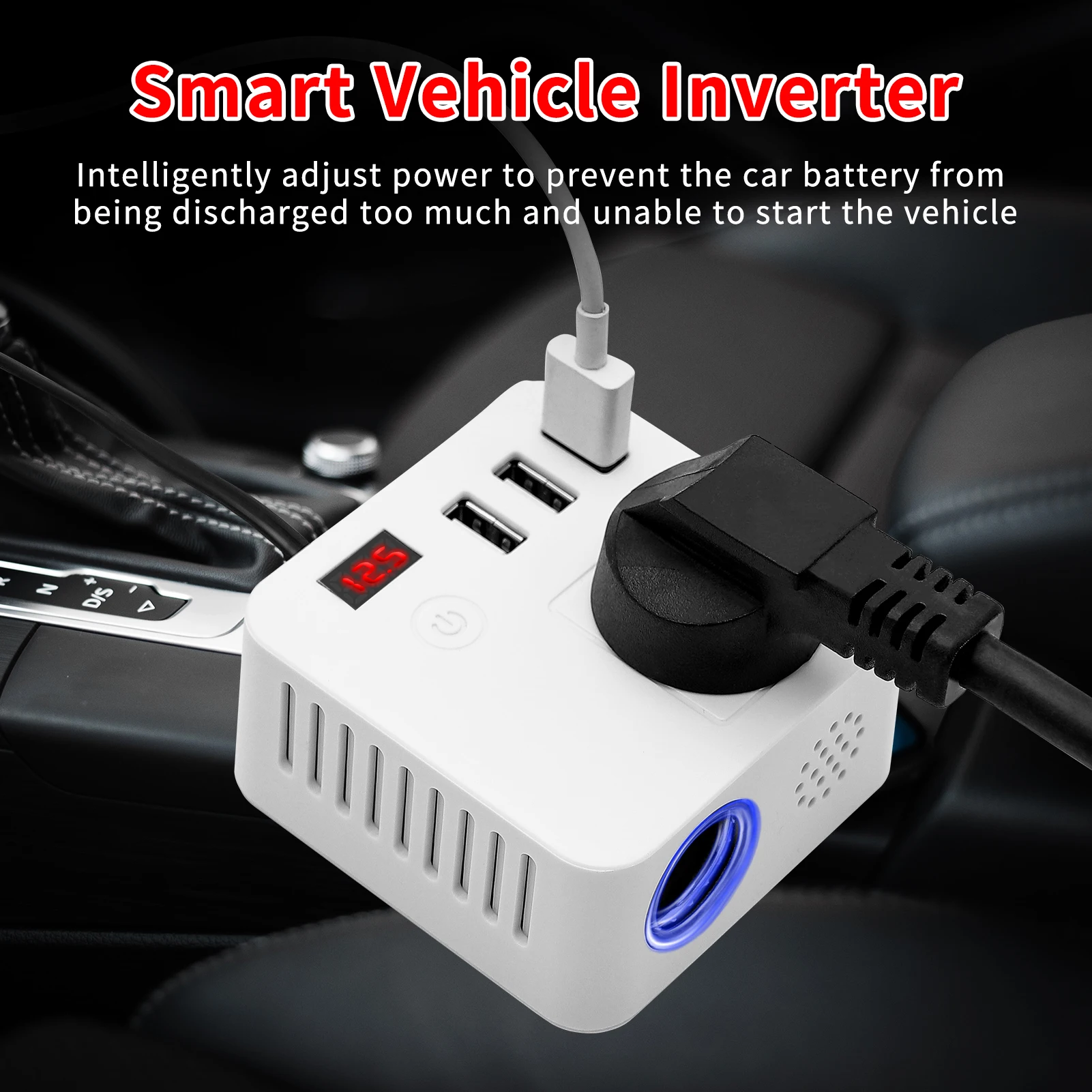 

DATOUBOSS Car Inverter 12v to 220v Europe High Power 300W QC3.0 Socket Cigarette Lighter Portable Multi-Function Auto Accessory