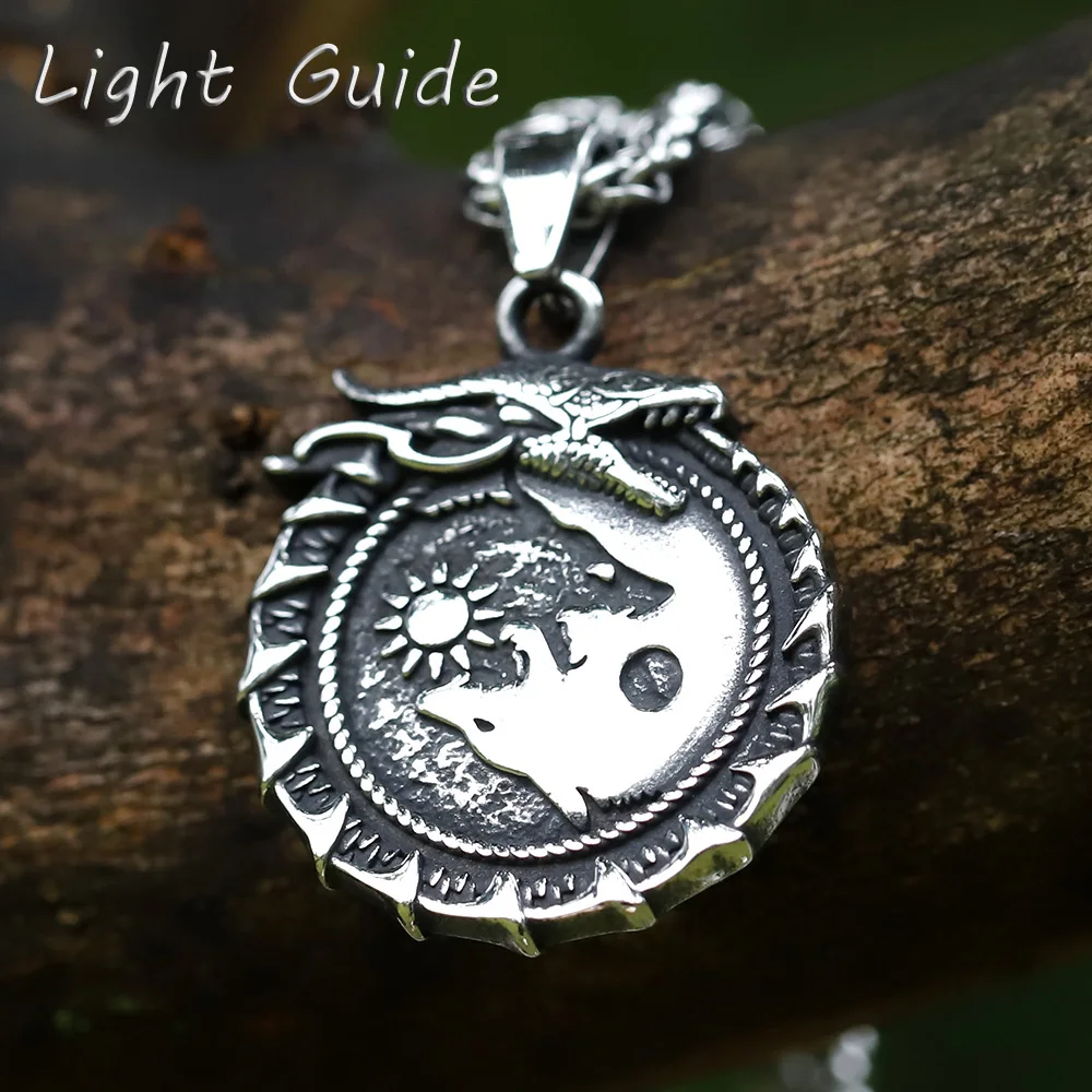 

2022 NEW Men's 316L stainless-steel vintage Viking Wolf Pendant Necklace Animal fashion jewelry Gift free shipping