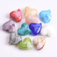 10pcs crooked heart shape 18x15mm lampwork glass loose beads for diy crafts jewelry making findings