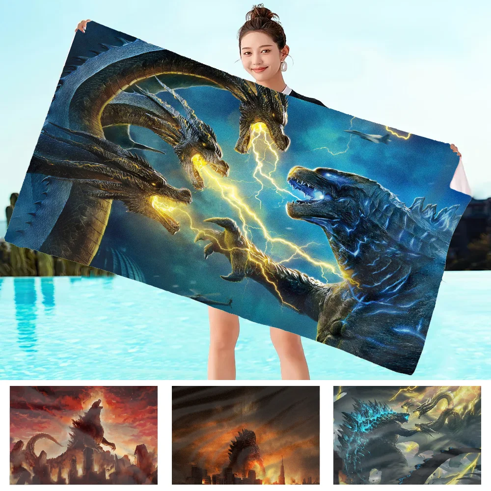 G-Godzilla Cool Art Аниме Печатная башня Быстросохнущее мягкое полотенце из микрофибры