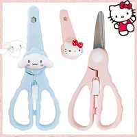 kawaii sanrioed hello kitty scissors with protective sleeve cartoon my melody kuromi cinnamoroll household scissors office tools