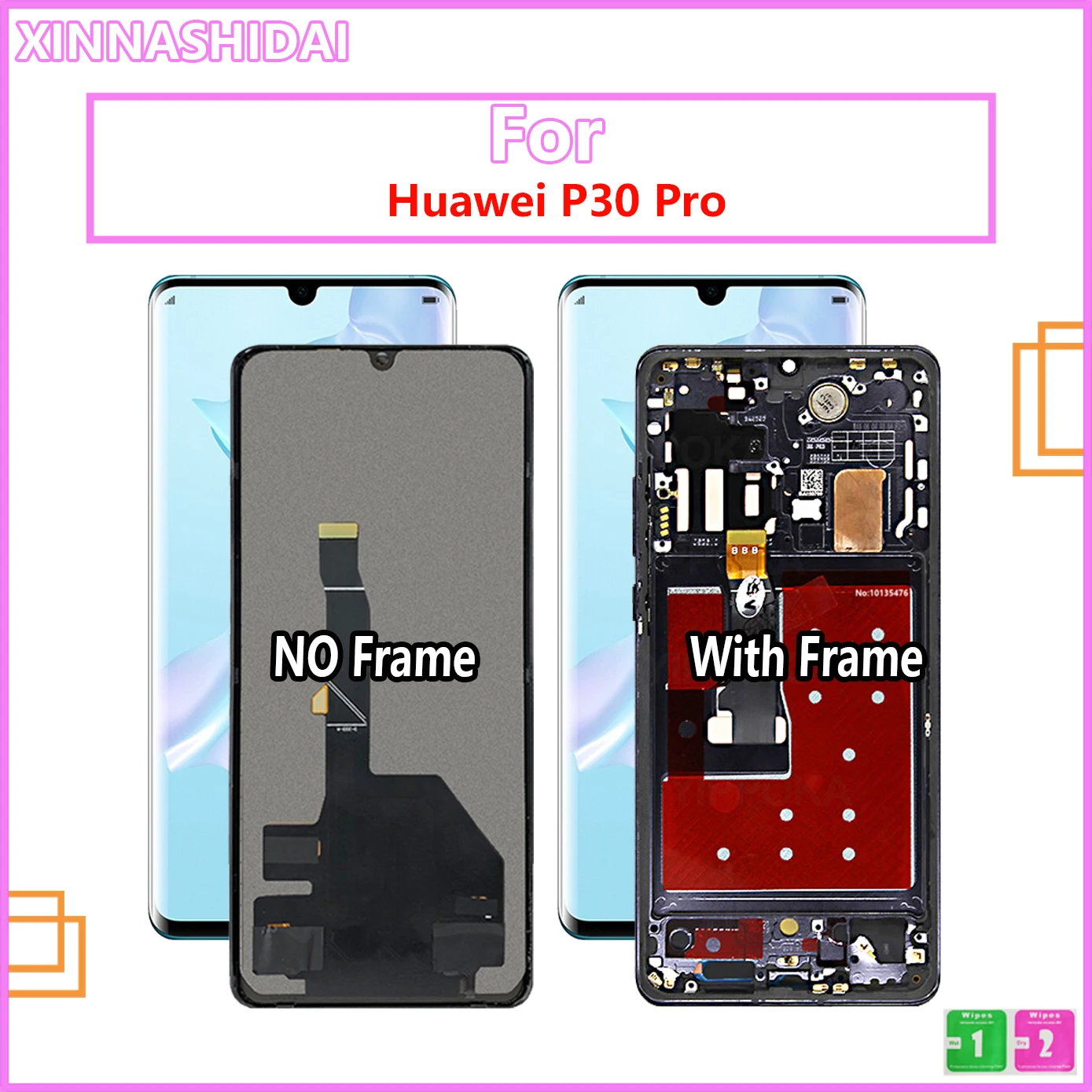 

100% Tested 6.47" Amoled Display + Frame For Huawei P30 Pro LCD Touch Screen Digitizer Assembly VOG-L29 VOG-L09 VOG-L04 Repair P