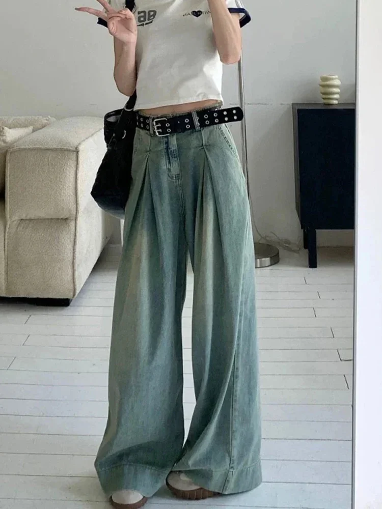 Корейские свободные и универсальные женские джинсы в стиле ретро летняя уличная