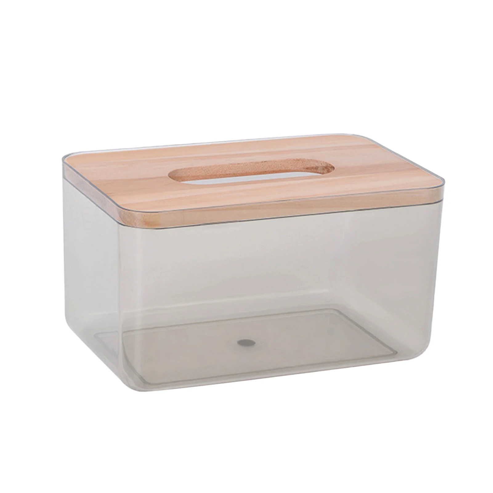 

Home Office Napkin Dispenser With Wooden Lid Organizer Easy Use Clear Holder Storage Desktop Tissue Box Toilet Modern Car