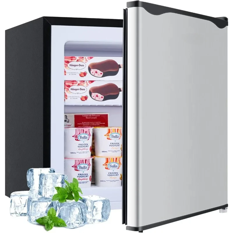 Фото Морозильная камера BANGSON Upright 1.1 Cu.ft с выдвижной полкой для дома, кухни, офиса, квартиры, серебристая, компактная, однокамерная №1