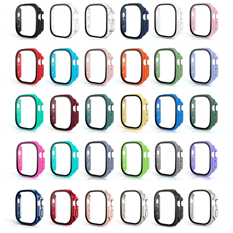

Glass+Cover For Apple Watch case ultra 49mm smartwatch PC Screen Protector Bumper Tempered Accessories iwatch series ultra case