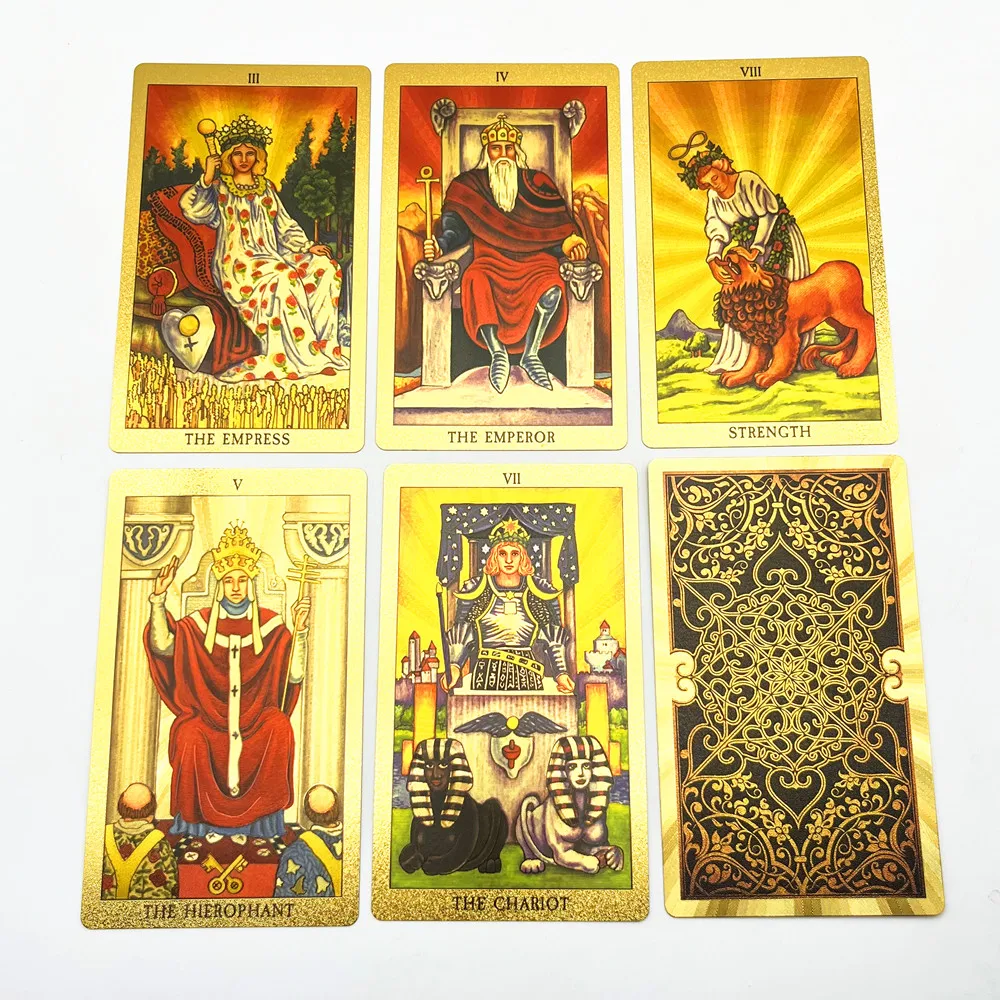 1 колода золотые карты Таро пластиковые серебряные с руководством книга