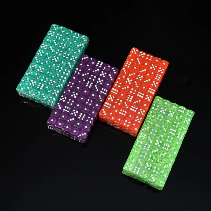 100PCS/Set D6 Dice 12mm 6 Sided Multicolor Transparent Color Acrylic Rounded Edges For Table Board Game Drink Party DND MTG - купить по