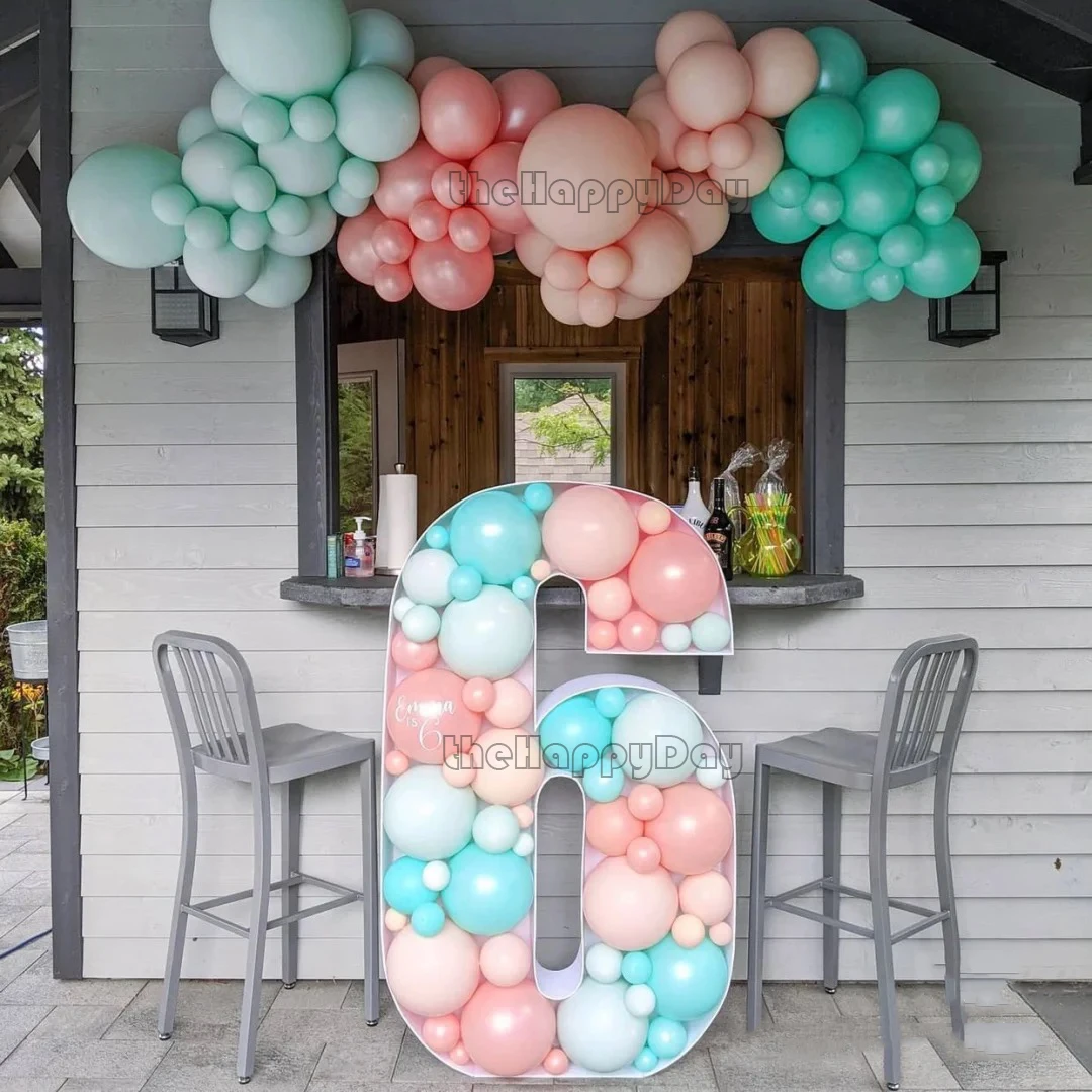 

73CM KT Number Frame Stand Balloon Filling Box Large Marquee Numbers Balloons Birthday Party Decor Baby Shower Party Backdrop