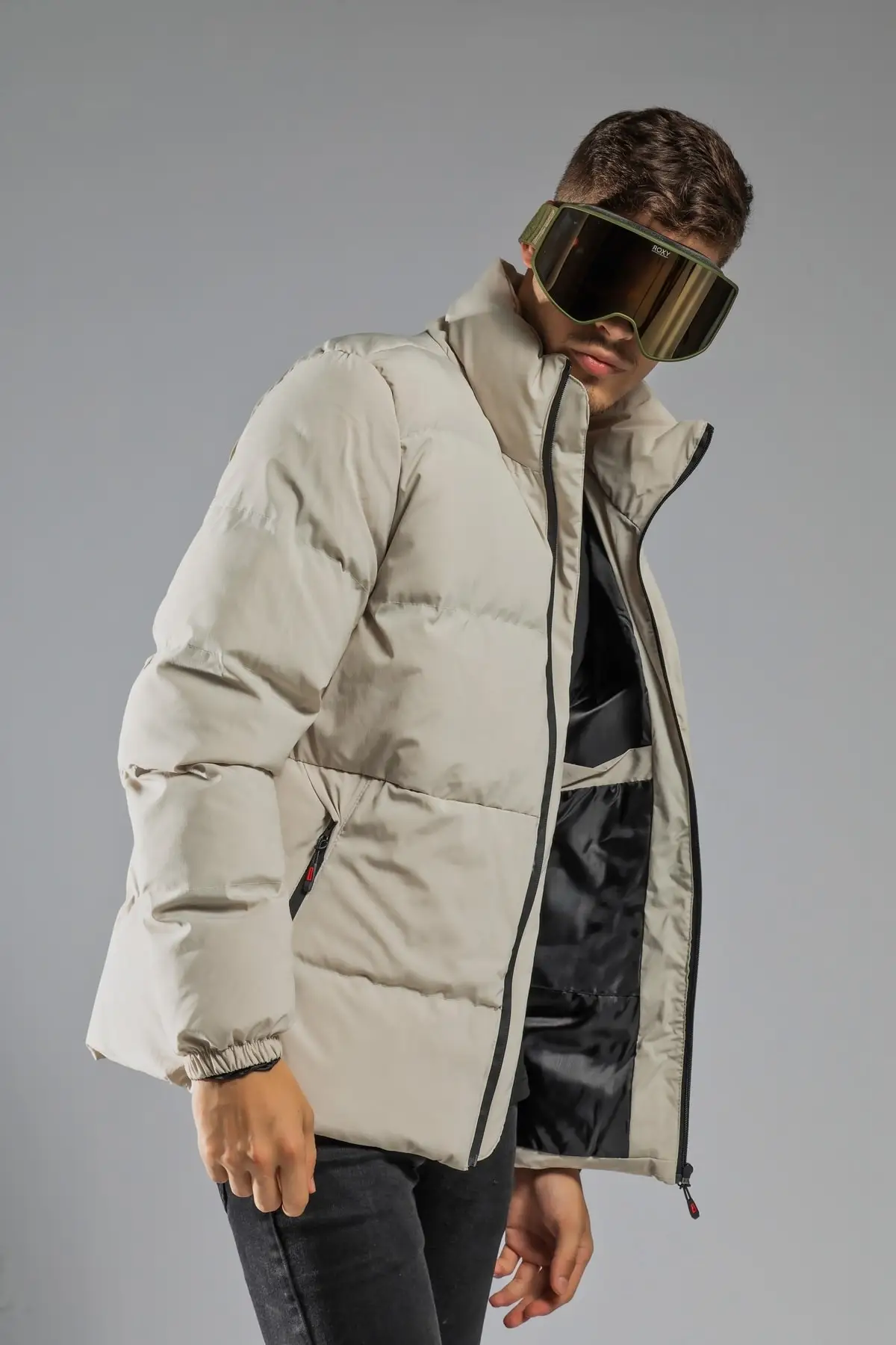 New Season Beige Hoodless Waterproof And Windproof Men's Coat