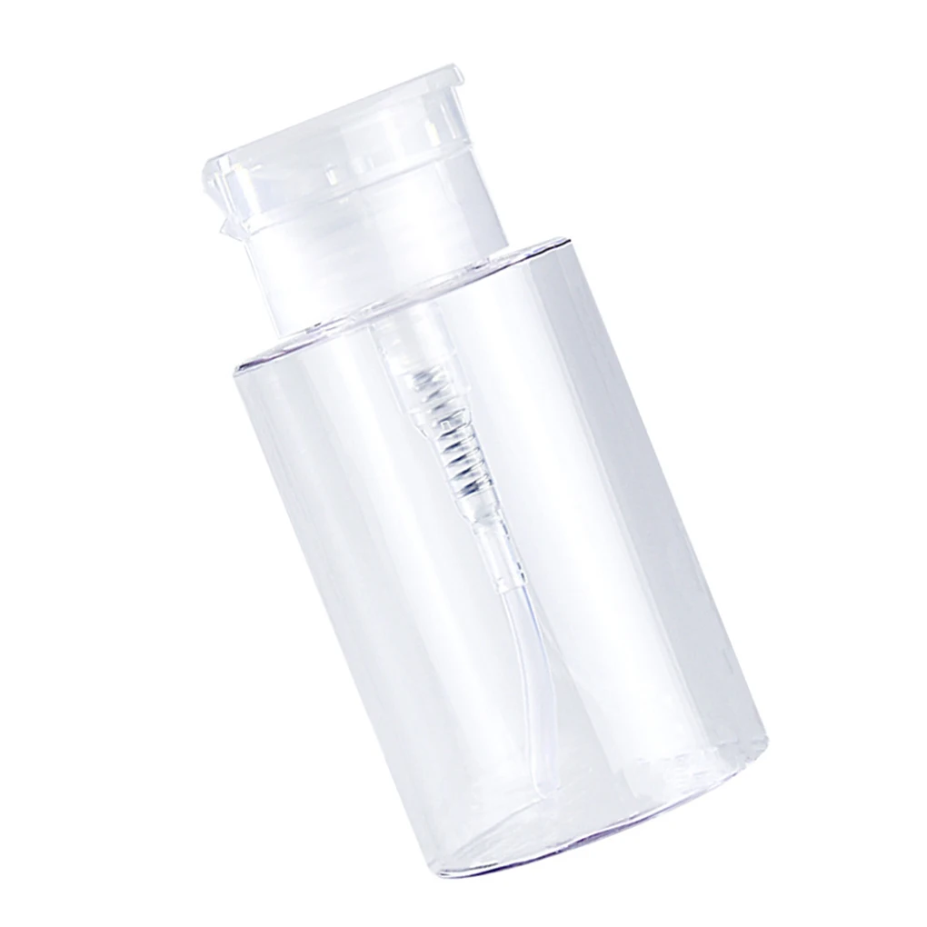 

60/100/120/150/180/200ml Push Down Empty Pump Dispenser For Nail Polish Remover Alcohol Clear Bottle Storage Bottle