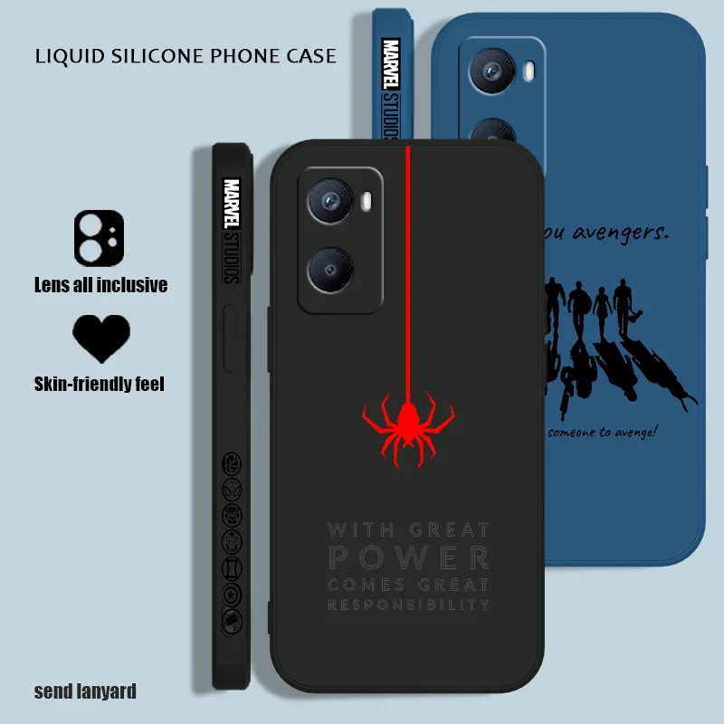 Marvel Человек-паук Мстители для OPPO A53S A52 A33 A32 A31 A16S A12 A11S A9 A5 F21 F11 2020 Pro жидкая левая веревка