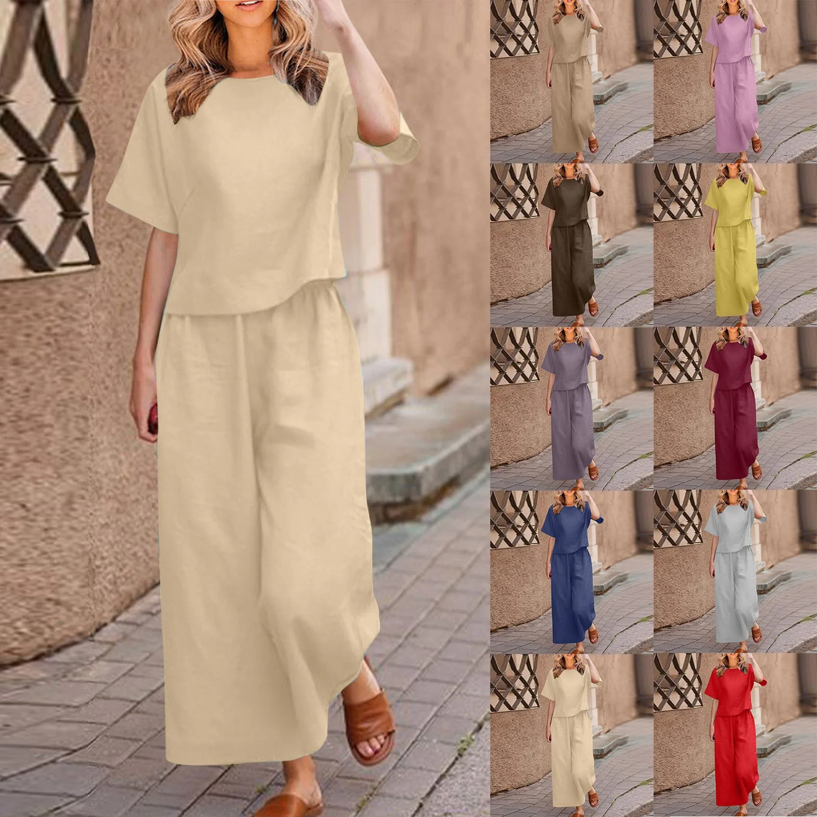 Летний повседневный костюм модная свободная хлопковая льняная кружевная