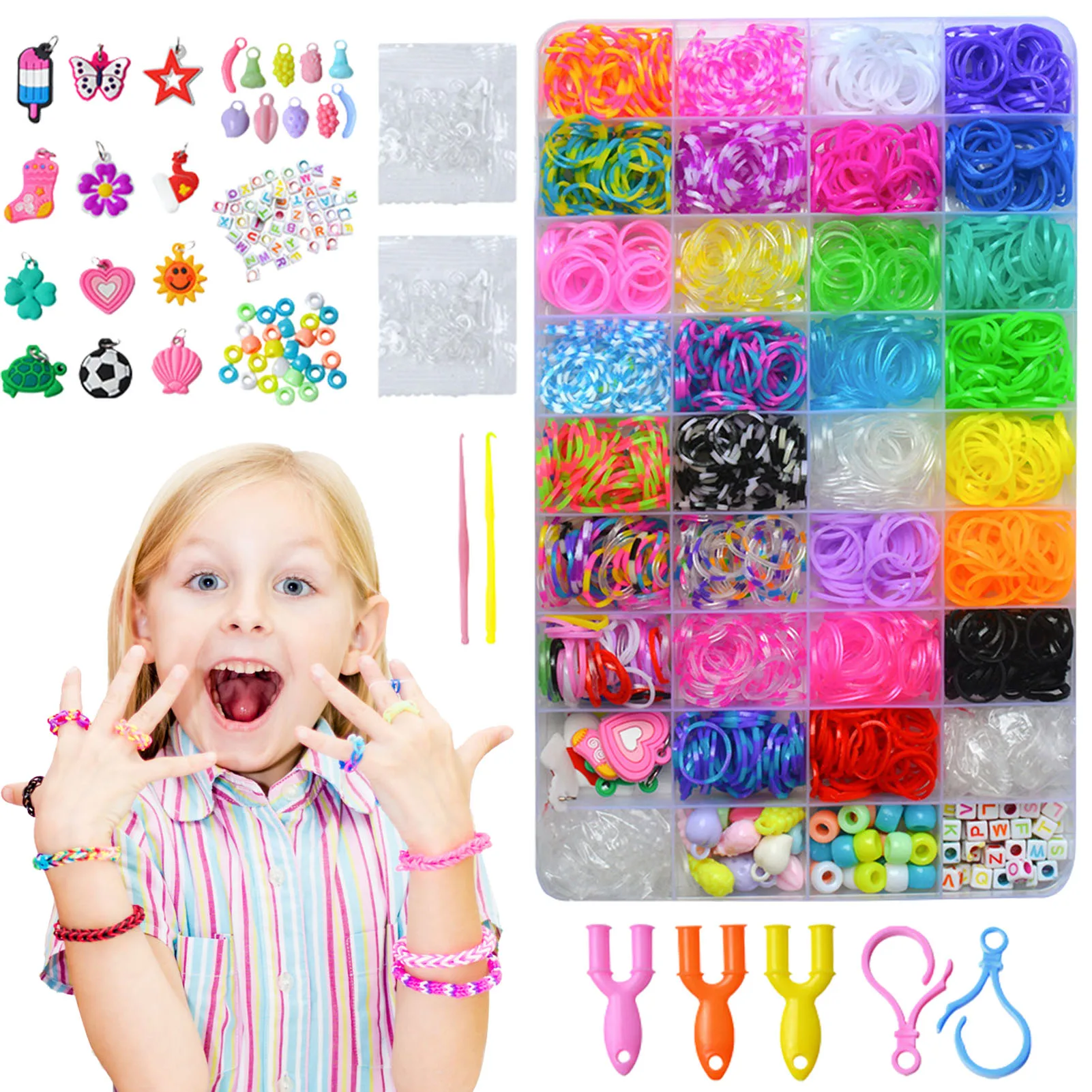 

Colorful Loom Set Rubber Band Necklace Bracelet Making Kit DIY Band Jewelry For Kids Toys For Boys & Girls Special Accessories