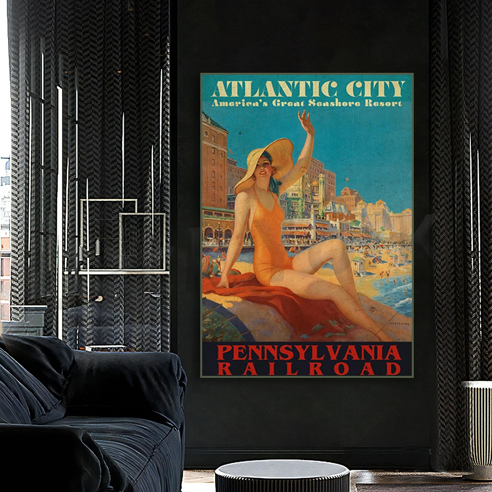 

Atlantic City Vintage Travel Wall Art Travel Advertisement Art Poster