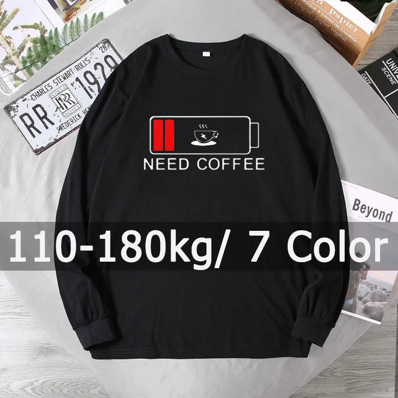 Men's Sweatshirt Pullovers Plus Size Long Sleeve T-shirt Big 110-180kg 5XL 6XL 7XL Autumn Winter Large Men Clothing