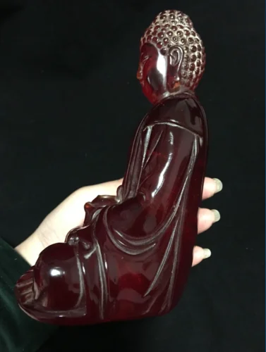 Модные изысканные красные янтарные статуи Будды в китайском стиле коллекционные