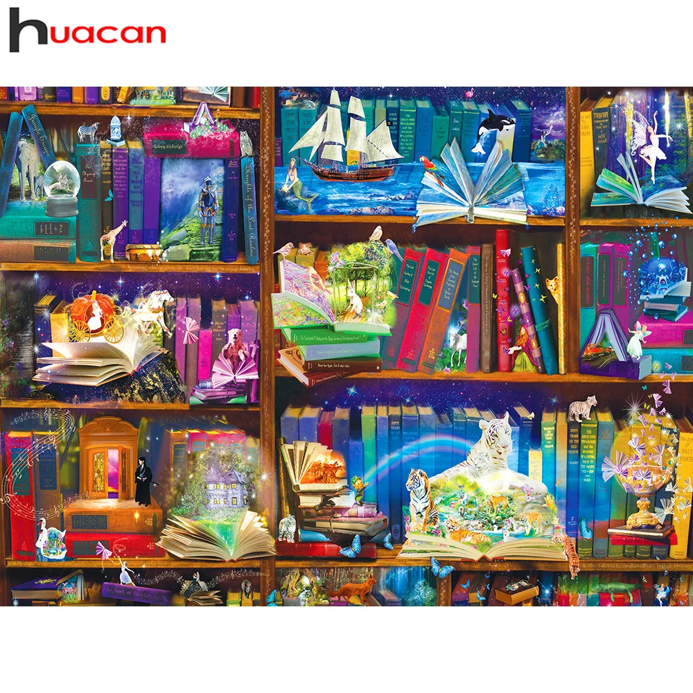 

Алмазная живопись «сделай сам» Huacan, книга, ландшафт, домашний декор, квадратная/круглая вышивка, мозаика, декоративная Хрустальная Наклейка...