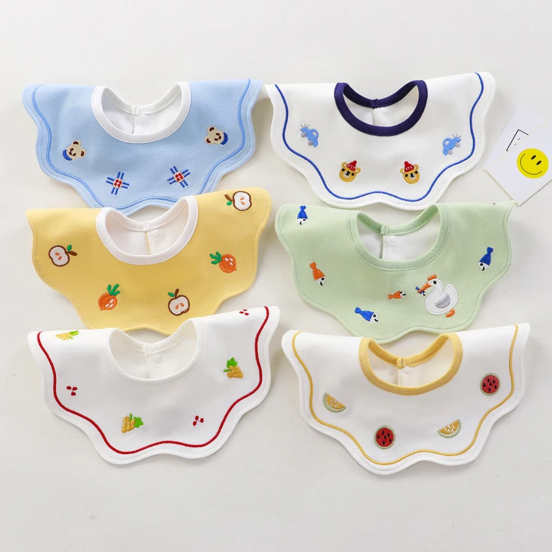 

Cotton Waterproof Baby Bibs Fashion Round Neck baby Burp Cloth Bibs 360 Degree Flower Bib for Girls Baby Clothing Bandana Bibs