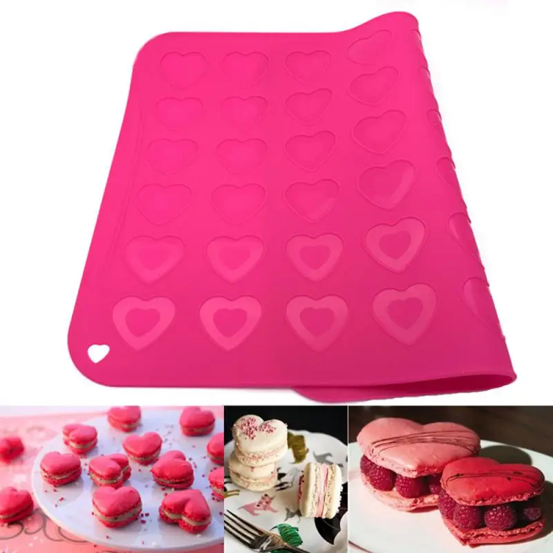 

1PC 42 Hearts Shape Macaroon Molds High Quality Silicone Baking Mat Heat Resistant Non Stick Reuseable Home Kithchen Baking Mat