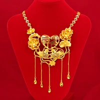 hoyon gold jewelry 24k original new wedding five flower necklace for women 24k color bridal wedding set jewelry box gift free