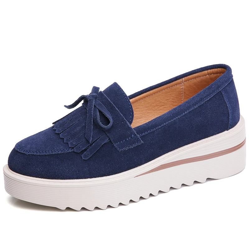 STRONGSHEN British Style Mid-heel Round Toe Heightened Thick Bottom Non-slip Casual Fashion Daily All-match Women's Shoes