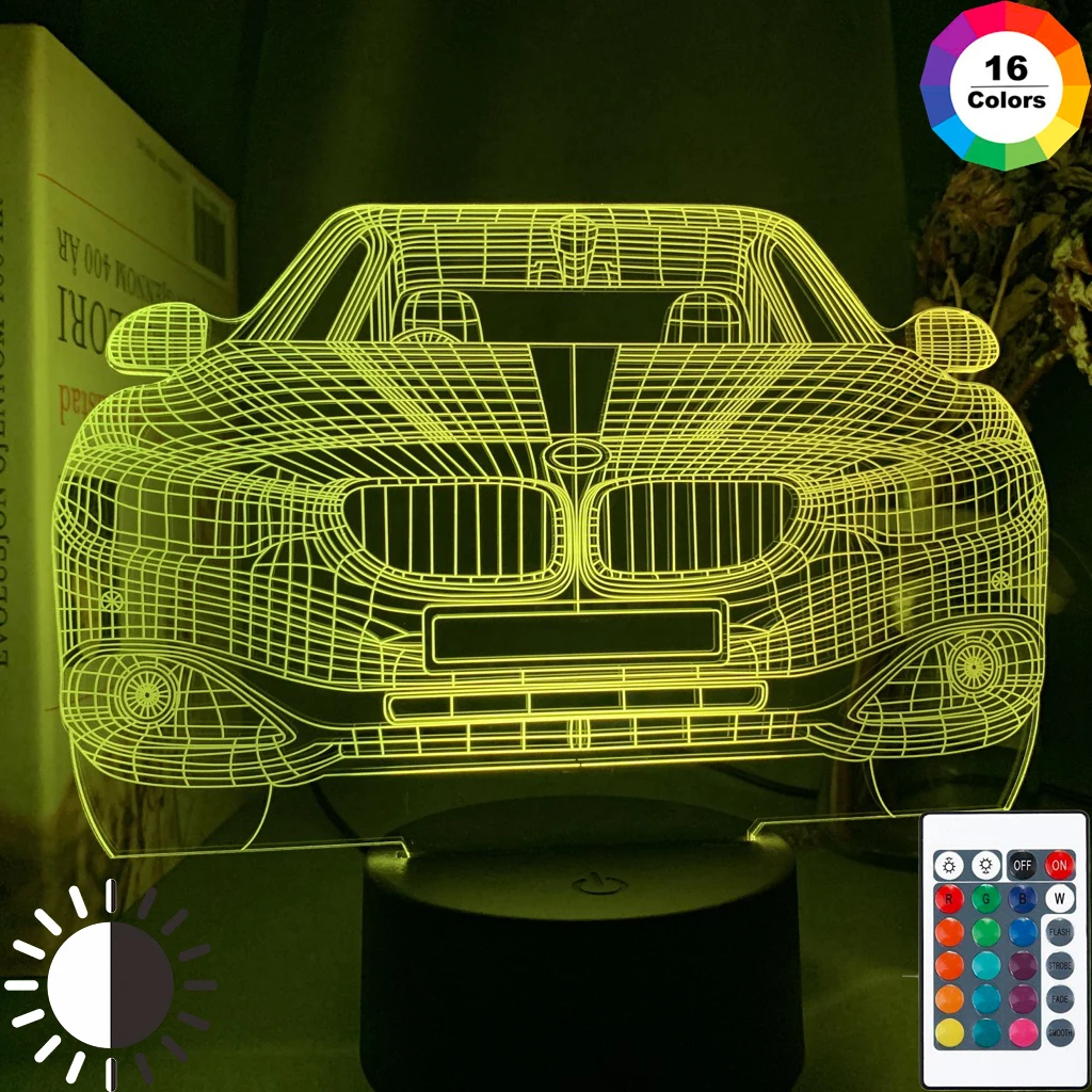 

Sports Car 3d Illusion Lamp for Kids Bedroom Decor Nightlight Touch Sensor Atmosphere Birthday Gift Supercar Led Night Light