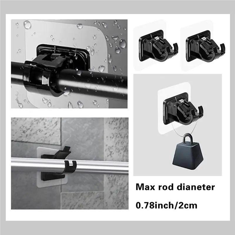 Фото onsale 8 шт. карнизы для штор, без дрели, кронштейны для карнизов, крючки, прозрачные держатели с крючками для домашней ванной комнаты и использования в отеле №2