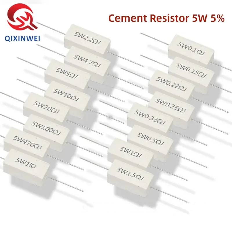 

Цементный резистор 5 Вт 5%, сопротивление мощности 0,1 ~ 10K 0.1R 0.5R 1R 10R 100R 0,22 0,33 0,5 1 2 5 8 10 15 20 25 30 100 1K 10 кОм, 10 шт.