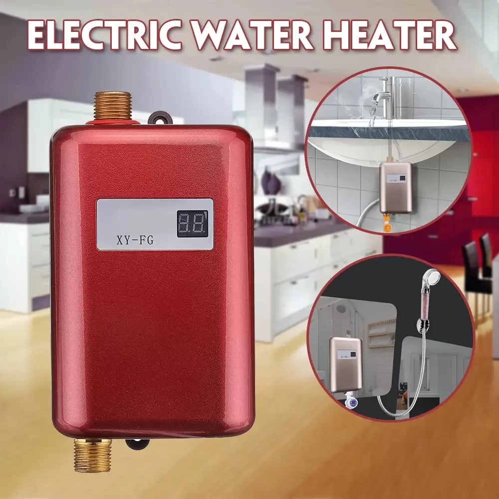 Electric Water Heater Instant Tankless Water Heaters 110V/220V 3.8KW Temperature display Heating Shower Universal 3800W Home & G