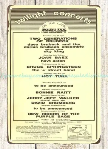 1975 Брюс Спрингстин Бонни райтт концертный плакат Джоан баз металлический