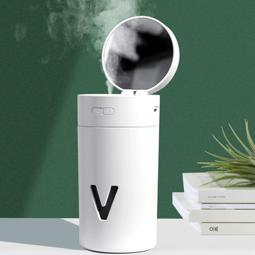 

Rechargeable Air Humidifier with Make-up Mirror LED Table Lamp Ultrasonic Cool Mist Maker Fogger 800mAh Battery Humidificador