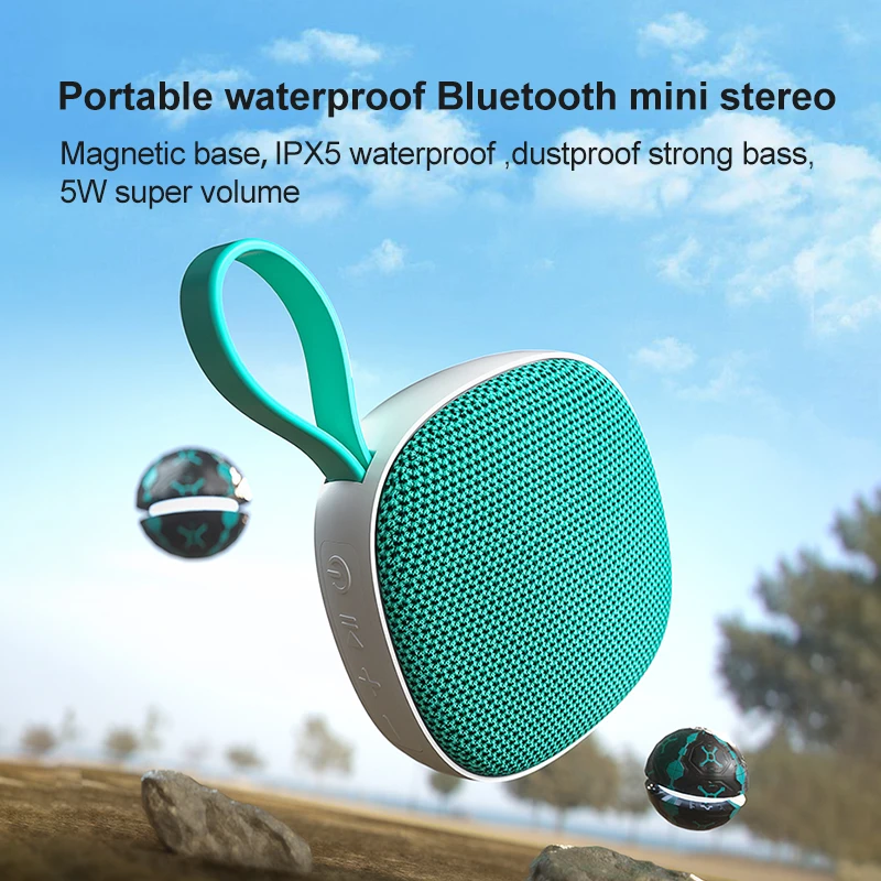 

Ergoage Outdoor Speaker Bluetooth Waterproof Dustproof IPX5 Portable Magnetic Suction Silicon Carrystrap for Camping Yoga Hiking