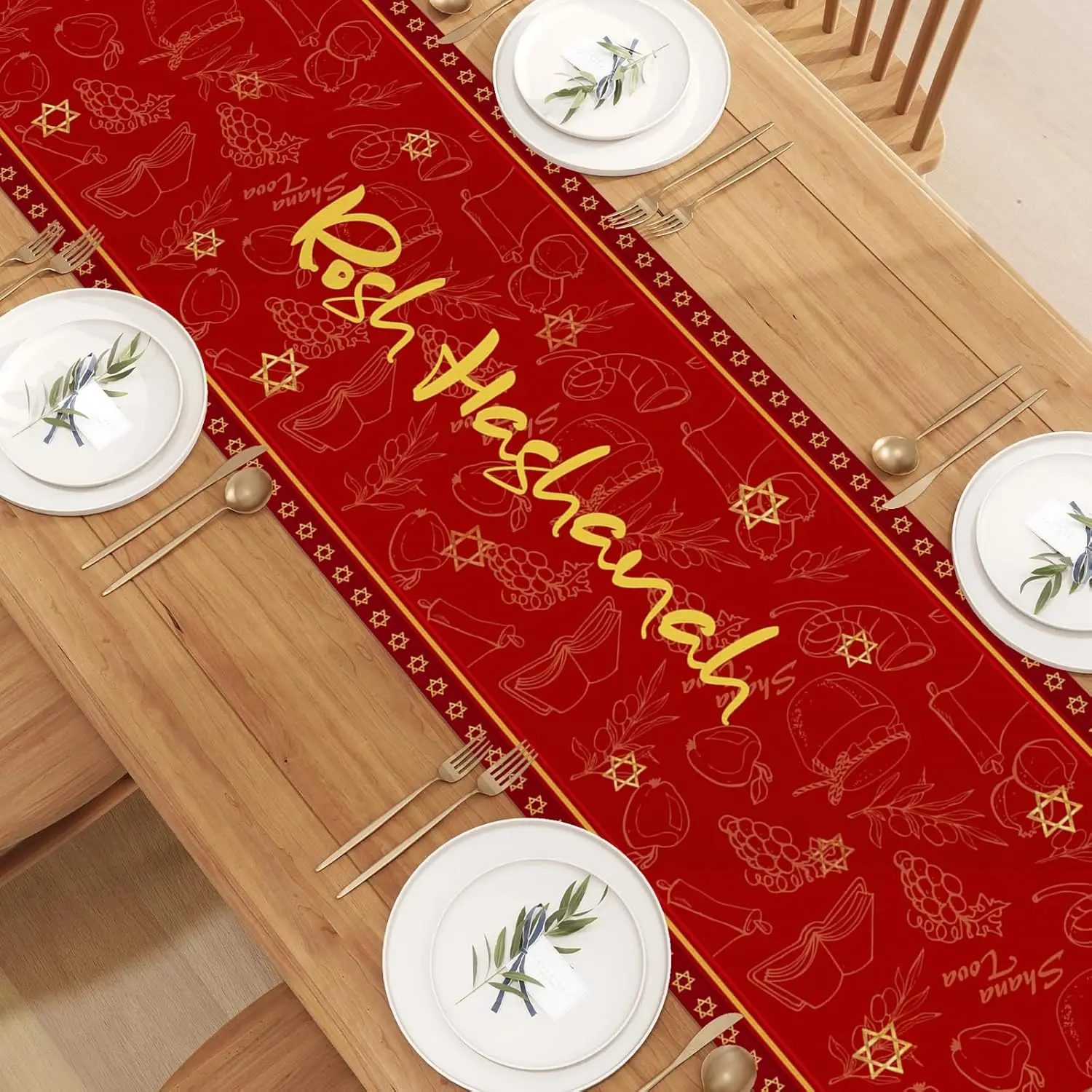 Еврейский Рош Хашань льняные дорожки для стола декор кофейной вечеринки