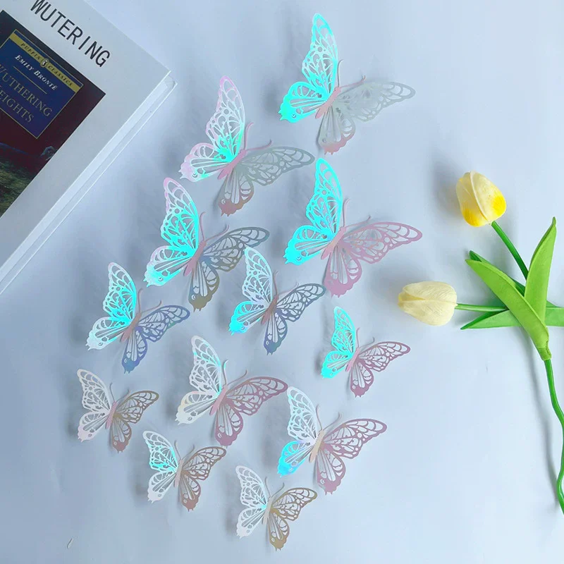 

3D наклейки на стену бабочки бумага 12 шт.
