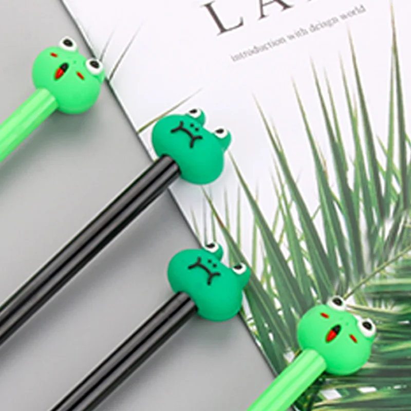 60 Pcs Creative Cartoon Frog Head Neutral Pens Signature Pen Lovely Ink Pen Animal Black Ink Student Stationery Supplies