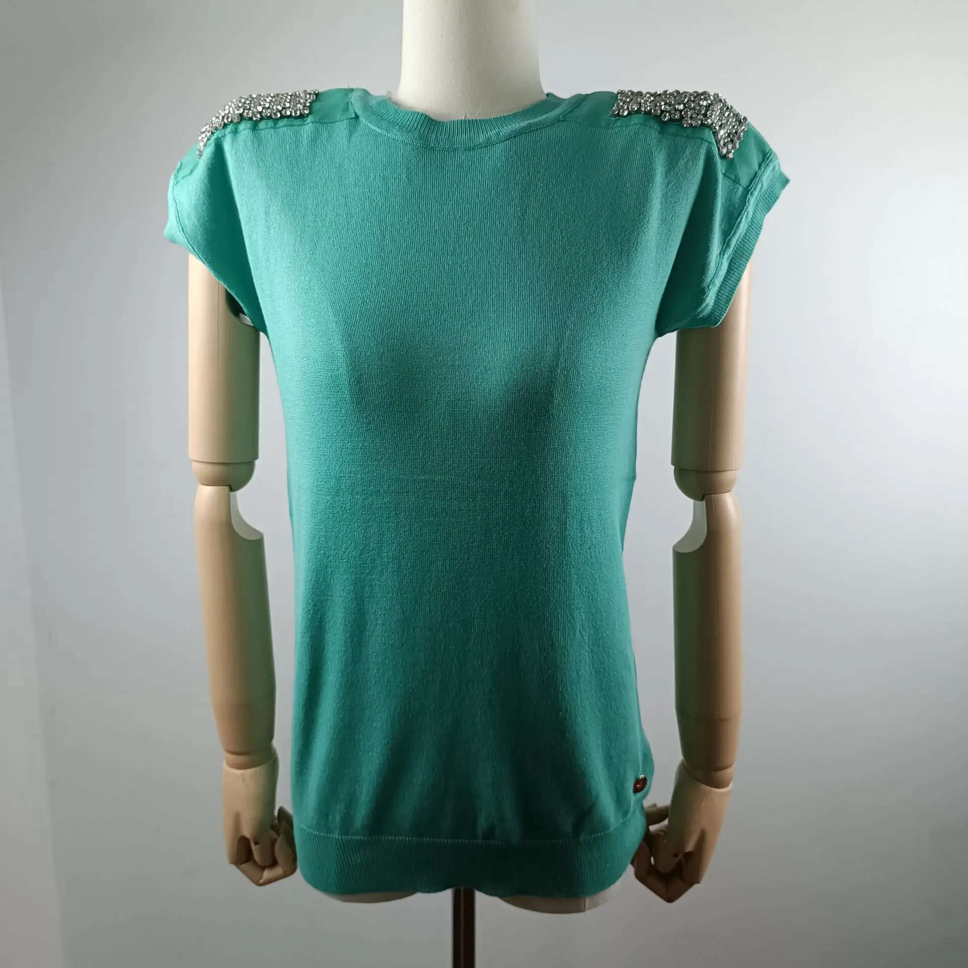 

Women Crop Top Sweater Tank Top Pearl Beading Round Neck Sleeveless Knit Top Casual Beach Vest Female Camisole Cotton Tank