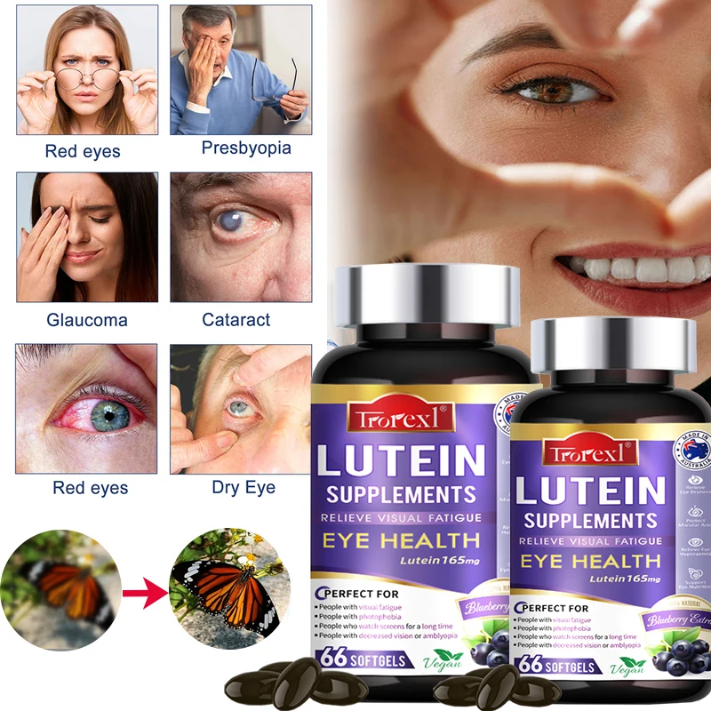 

Eye Supplements for Clear Vision Prevent Myopia Lutein for Eyes Relieve Floaters, Ghosting, Red Bloodshot, Dry, Cataract, Strain